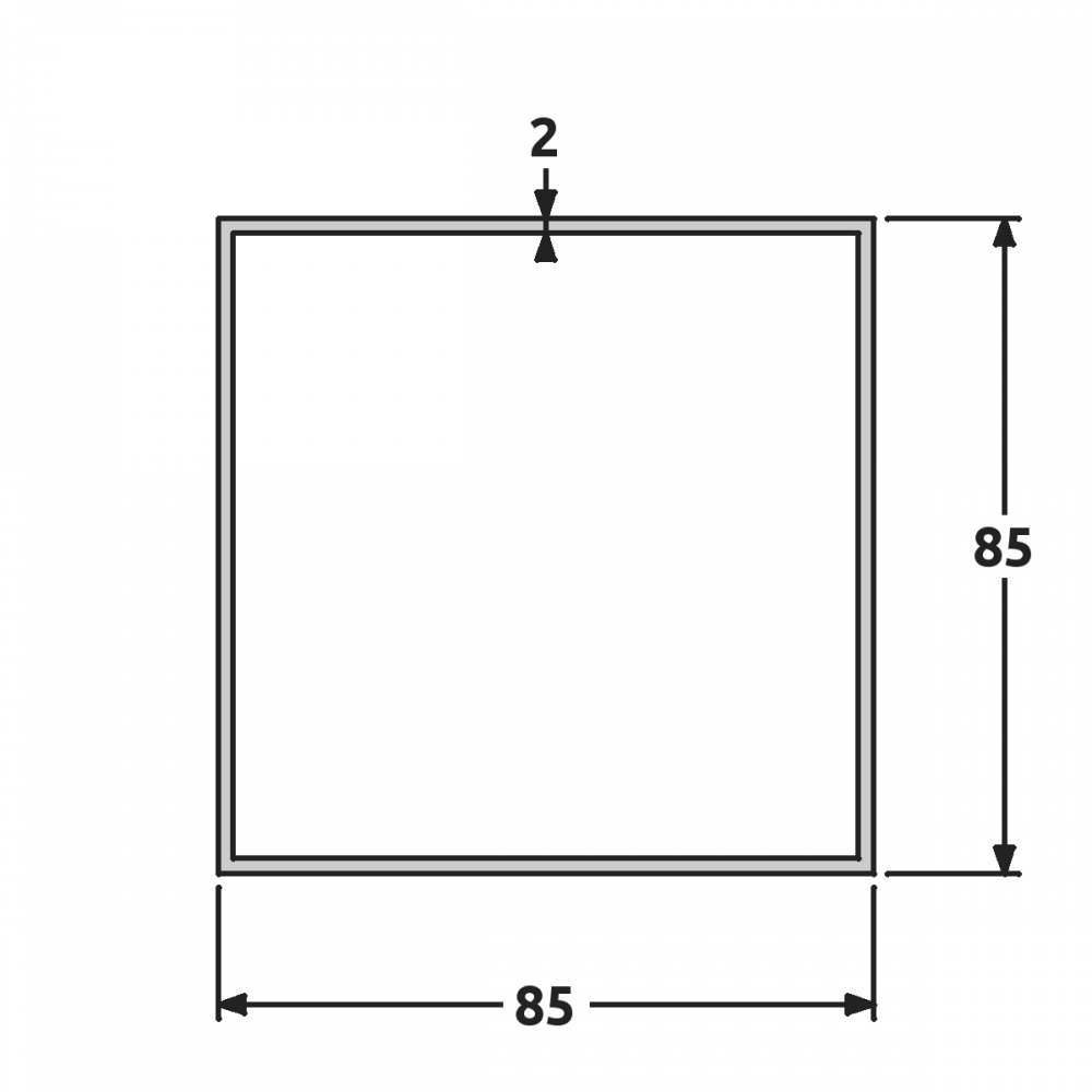 4 fiches pour tubes carrés noires dimensions extérieures 70x50mm 
